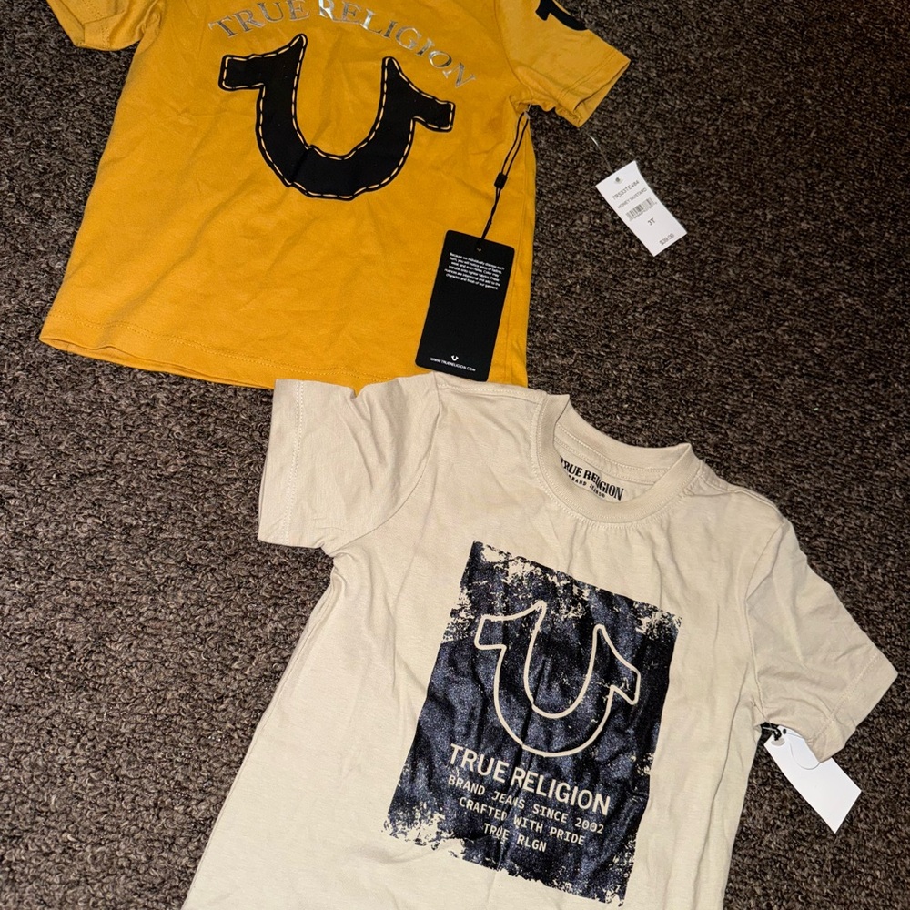 True Religion Kids Tees in Mustard and Beige